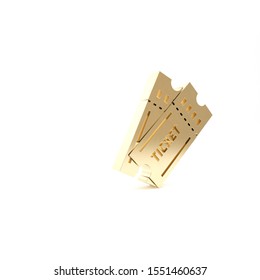 Gold Ticket Icon Isolated On White Background. 3d Illustration 3D Render