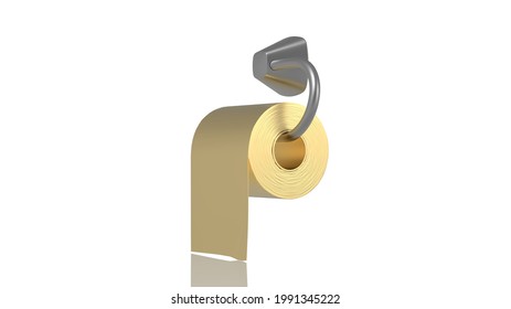 Gold Toilet Paper 3d Render