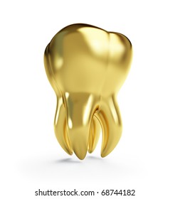 Gold Tooth On A White Background