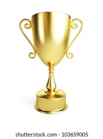 Gold Trophy Cup On A White Background