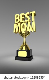 Gold Trophy For The Winner Of A Best Mom, Mother