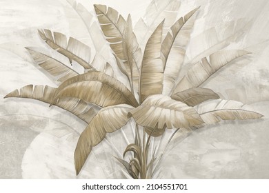 Gold Tropical Wallpaper Design - 3D Illustration