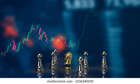 Gold Unicorn Chess On Business Background 3d Rendering
