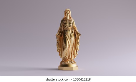 Gold Virgin Mary Mother Of Jesus Statue 3d