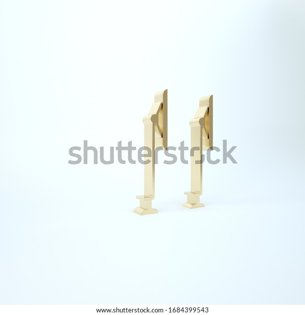 Gold Windscreen wiper icon isolated on white\
background. 3d illustration 3D\
render