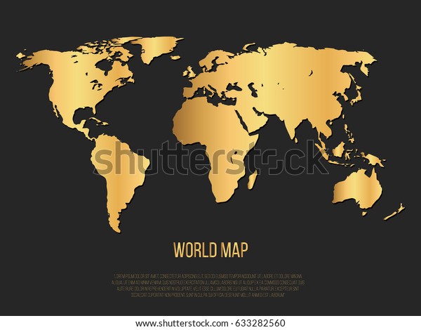 Gold World Map On Black Background Stock Illustration 633282560