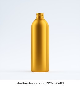 Gold Yellow Blank Aluminum Bottle Isolated On A Limbo