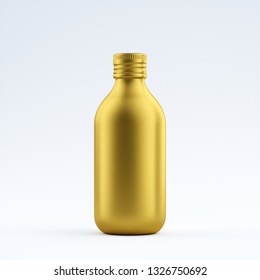 Gold Yellow Blank Aluminum Bottle Isolated On A Limbo