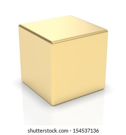 Golden 3d Cube Isolated With Clipping Path