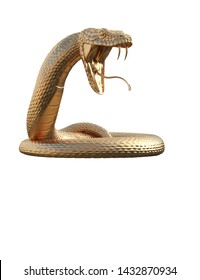 Golden 3D Rendered Biting Snake