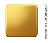 Golden 3D square icon plastic white background