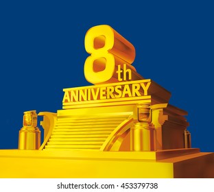 Golden 8th anniversary on a platform