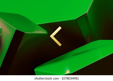 Golden Angle Left Icon Around Green Glossy Boxes. 3D Illustration of Fine Golden Angle, Arrow, Back, Direction, Double, Left, Previous Icons on the Green Abstract Background. - Powered by Shutterstock