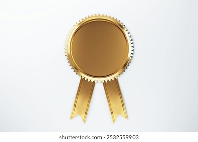 A golden award medal featuring a ribbon on a clean background, suitable for recognition purposes. 3D Rendering - Powered by Shutterstock