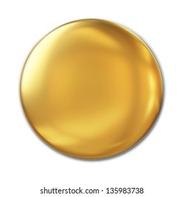 Golden Badge Isolated Over White Background
