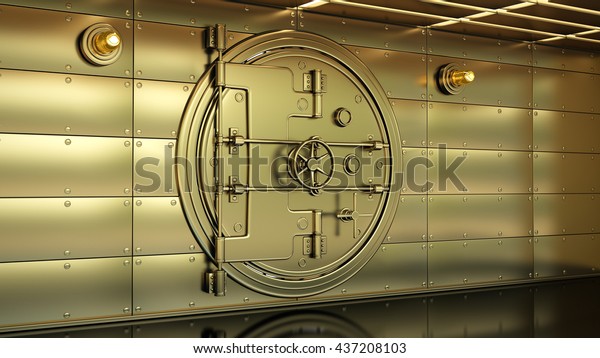 金銀行の金庫室のドア 高解像度3d のイラスト素材