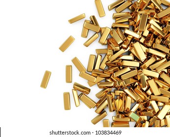 Golden Bars on white background with place for your text