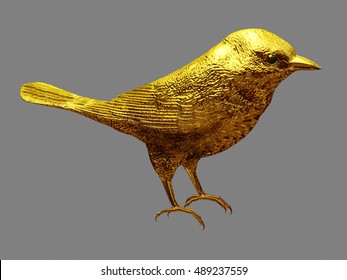 Golden Bird, 3d-Illustration