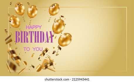 Golden Birthday Card Golden Balloons Wishes Stock Illustration ...