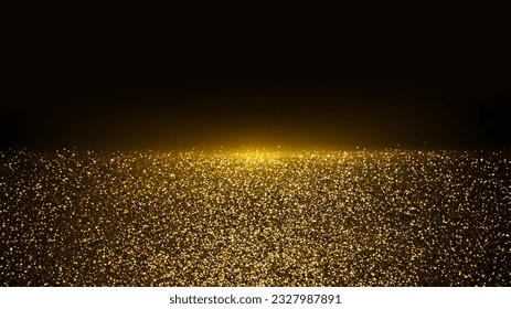 Golden and Black Glitter Shimmer Particles on ground stage. Celebration party Abstract Background. Confetti Decoration Template. - Powered by Shutterstock