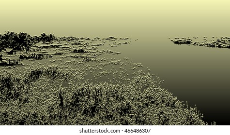 Golden Black illustration,Lukuga River in Congo - Africa