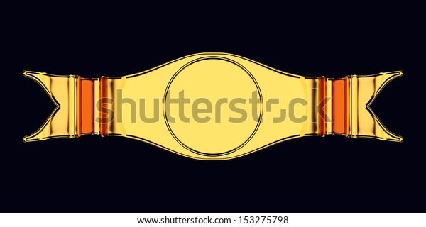 Golden blank emblem or label with round\
shape. Useful as certificate isolated on\
black