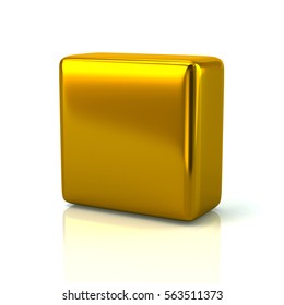 Golden Block 3d Rendering On White Background