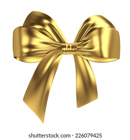 Golden Bow. 3d Illustration Isolated On White Background 