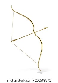 golden bow and arrow  isolated on a white background. 