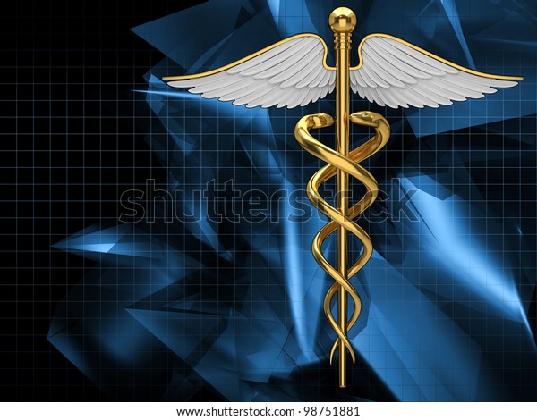 Golden Caduceus Medical Symbol Stock Illustration 98751881