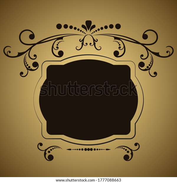 Golden Calligraphic\
frame. Vintage elegant flourish frame, border, label. Original\
design elements. Decoration for greeting cards, wedding album or\
restaurant menu.\
Jpeg.