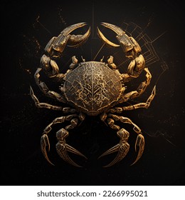 Golden Cancer zodiac sign against space background. Astrology calendar. Esoteric horoscope and fortune telling concept. - Powered by Shutterstock