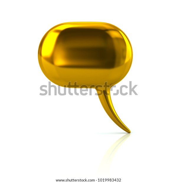 Golden Chat Bubble Icon 3d Illustration Stock Illustration