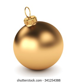 Golden Christmas Ball On A White Background