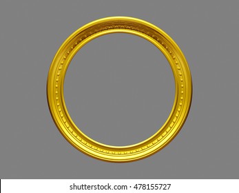 Golden, Circle Frame, 3d Illustration