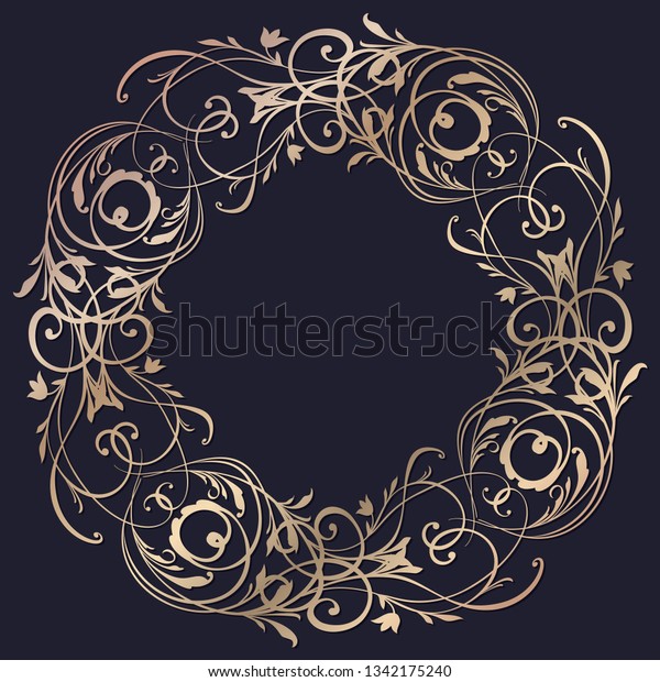 Golden Circle Ornament frame with brushes element\
and space for\
text,8