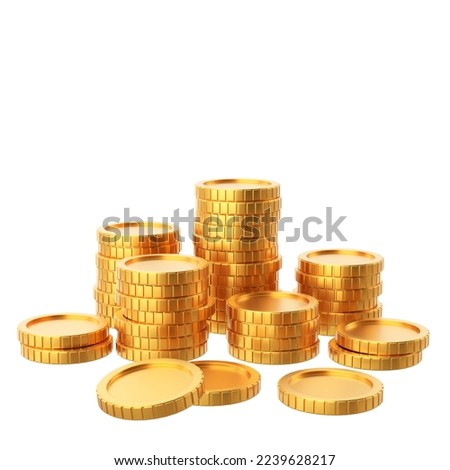 Golden coin. Coins stack. 3D element. 3D illustration.