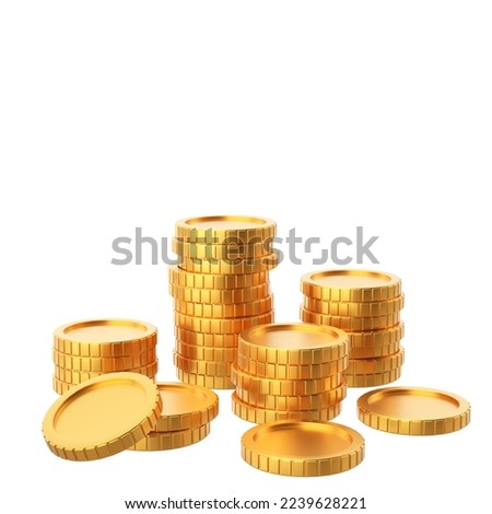Golden coin. Coins stack. 3D element. 3D illustration.