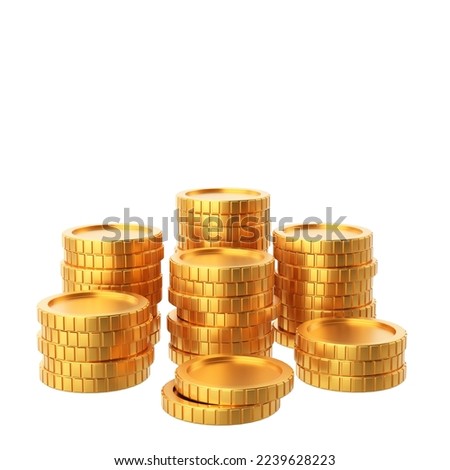 Golden coin. Coins stack. 3D element. 3D illustration.