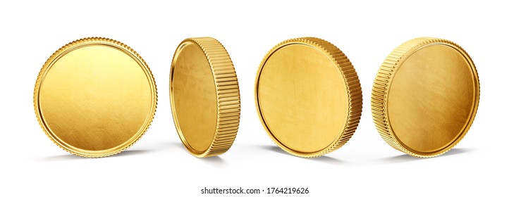 goldene Münze einzeln auf Weiß. 3D-Illustration