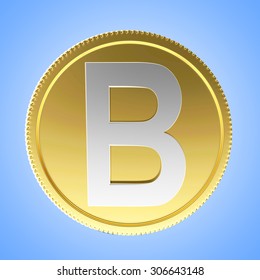 Golden Coin Letter B On Blue Stock Illustration 306643148 