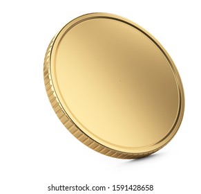 Golden coin - template. Banking concept. Graphic element. Isolated 3d illustration.