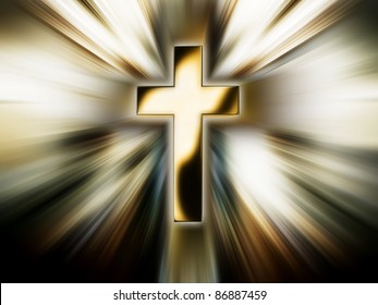 Golden Cross In The Bright Rays