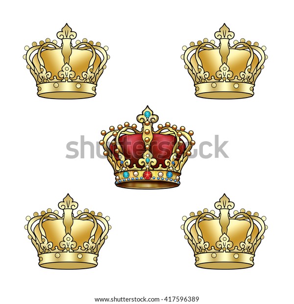 Golden Crown Background Golden King Crowns Stock Illustration