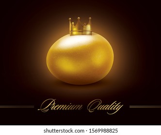 Golden Crown Lies On A Golden Egg. 3D Rendering