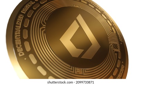 Golden Cryptocurrency of LISK LSK Sign Isolated on a White Background