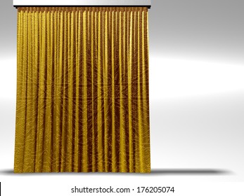 Golden Curtain With Ornament