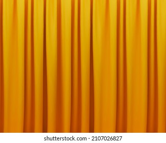 Golden Curtain Texture Abstract Background with Yellow and Orange Shades. Modern 3d rendered curtain backdrop