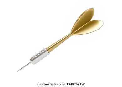 Golden Darts Arrow Isolated On White Background With Gold Object. 3D Rendering.