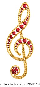 Golden decoration with ruby as the treble clef